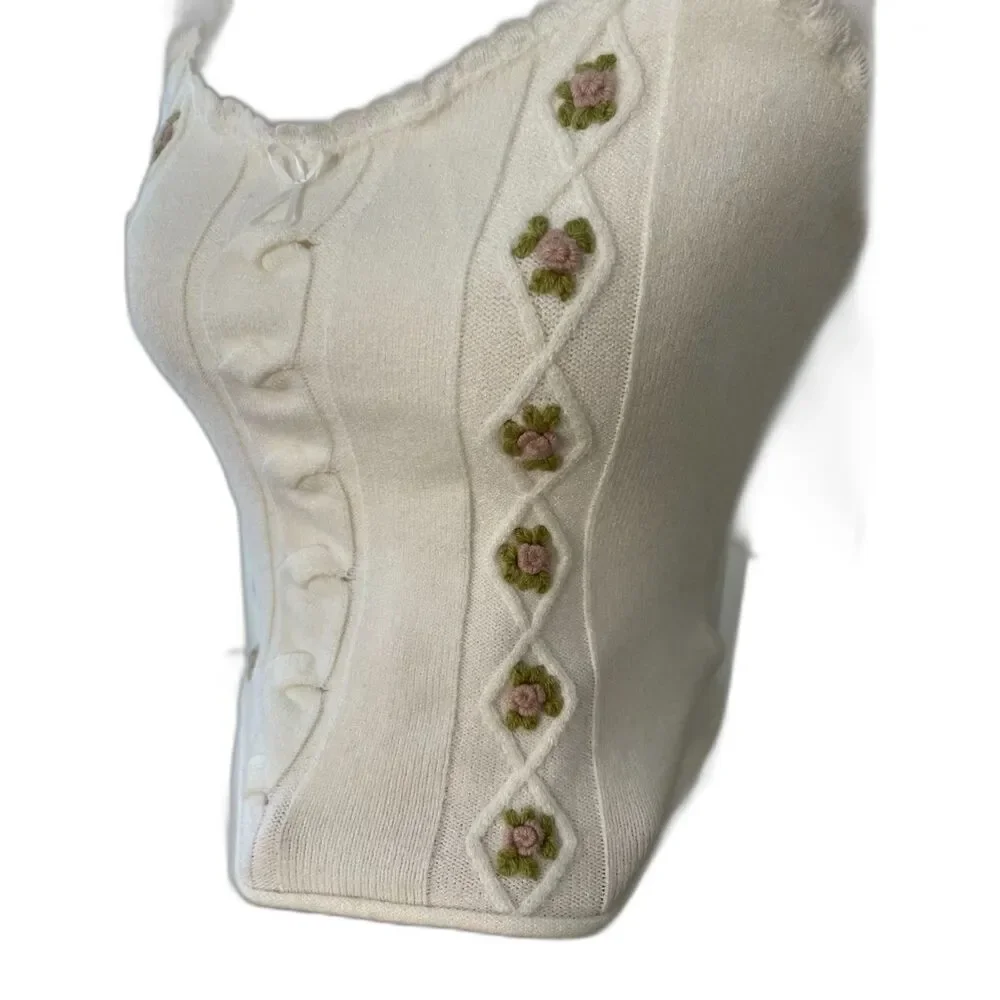 UO Kimchi Blue Gigi Sweater Cami in Ivory Size Large Nwot Coquette Cottagecore - Picture 5 of 10